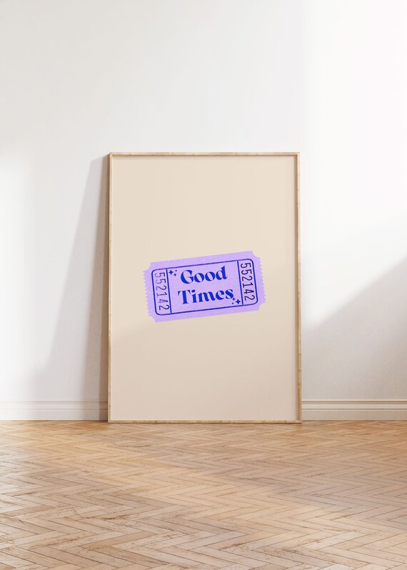 Good Times Ticket Purple Trendy Minimalist Retro Wall Poster