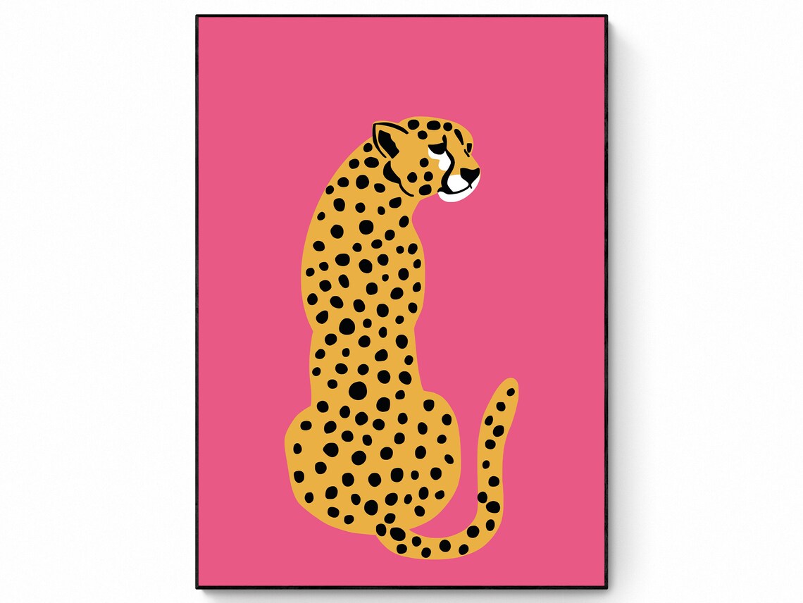 Cheetah Print Hot Pink Leopard Art Print, Boho Decor - Image 2