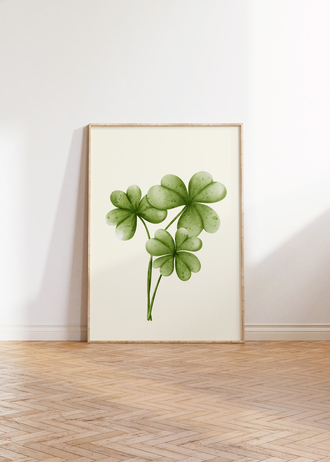 Watercolor Shamrock Clover Botanical Green St Patricks Day Poster