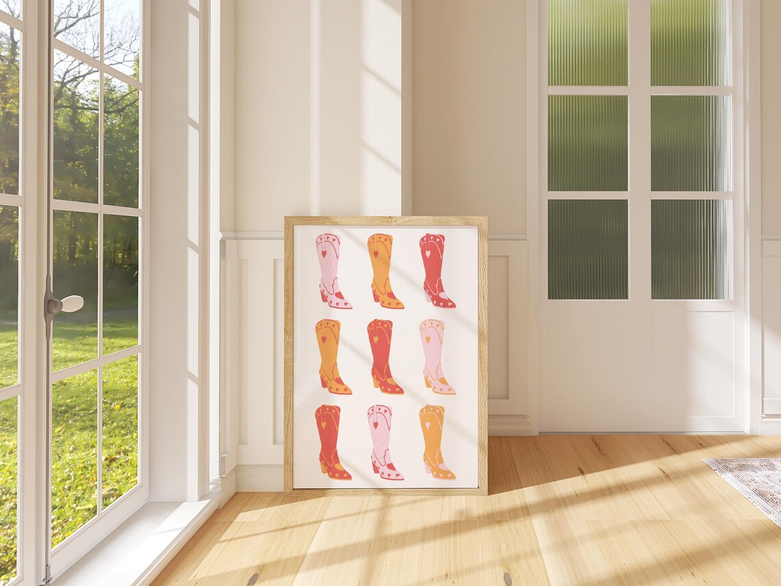 Cowboy Boots Boho Western Art Print - Image 3