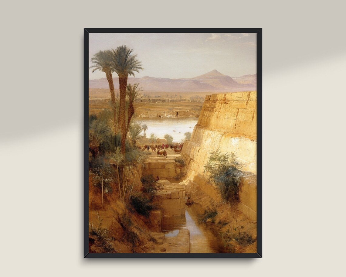 Egypt Landscape Painting, Light Academia Wall Art - Image 3