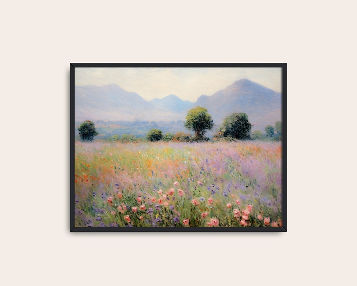 Wildflower Field Vintage Painting, Farmhouse Art Print - Image 3