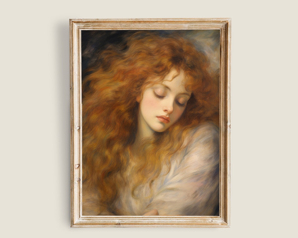 Vintage Woman Portrait Art Print, Rustic Victorian