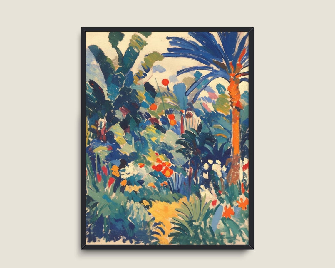 Tropical Jungle Palm Tree Painting Vintage Botanical Art Matisse Boho Impressionist Prints Flower Art Wall Art - Image 3