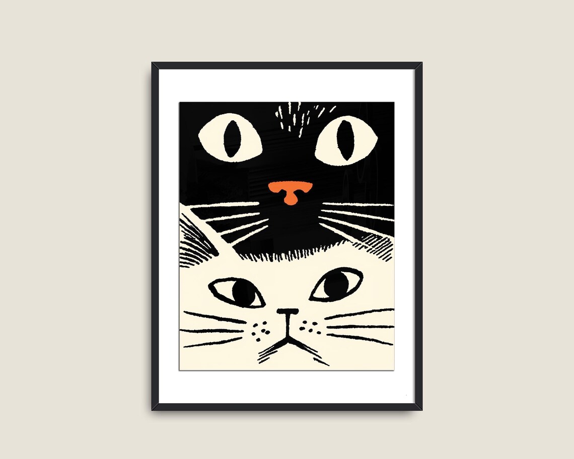 Bold Cat Art Print, Black And White Nursery Decor - Image 2