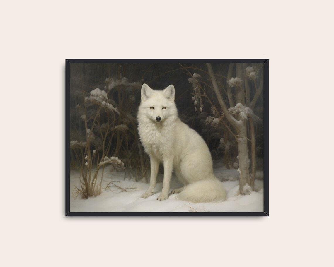 Arctic Fox Painting Vintage Animal Art Print - Image 3