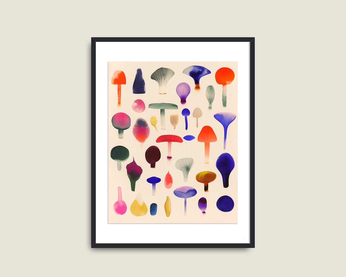 Colorful Mushroom Mycology Chart Mid Century Botanical Art Poster - Image 2