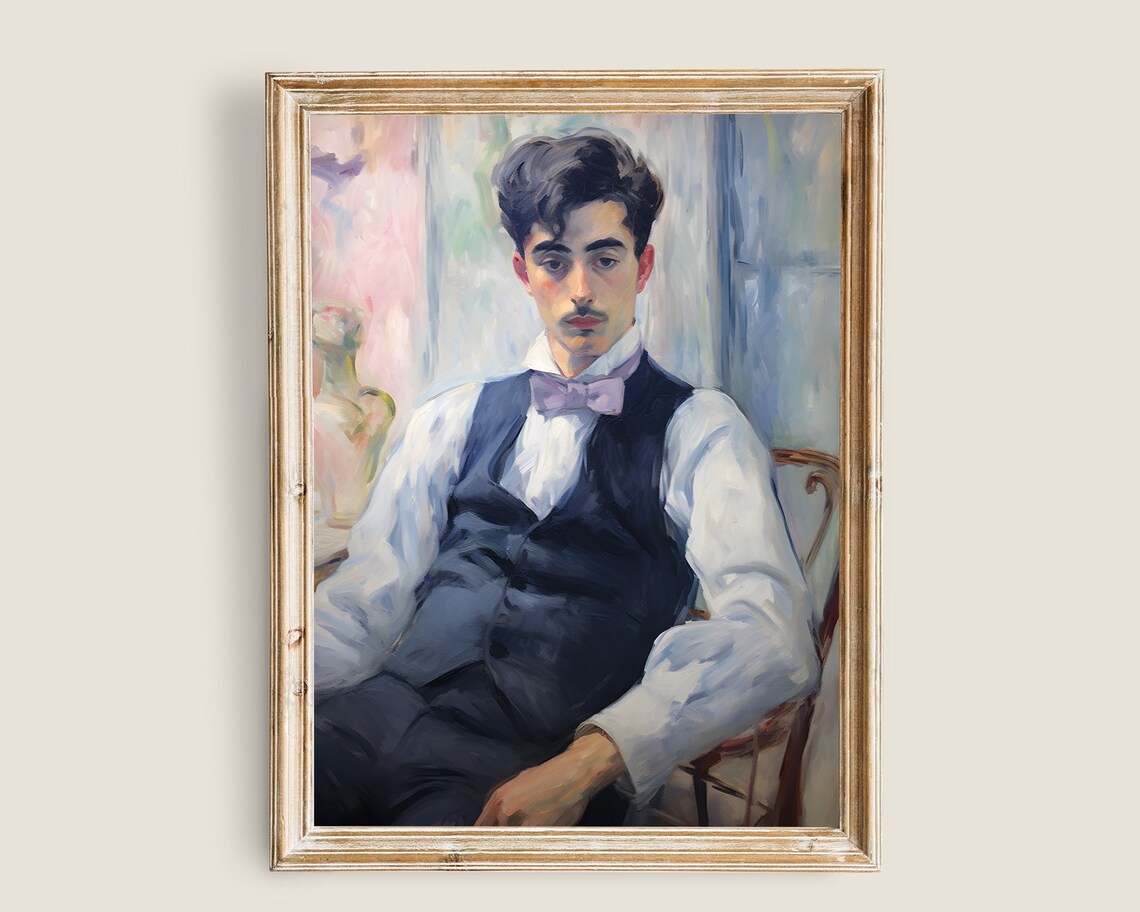Men Portrait Vintage French Romantic Art Print