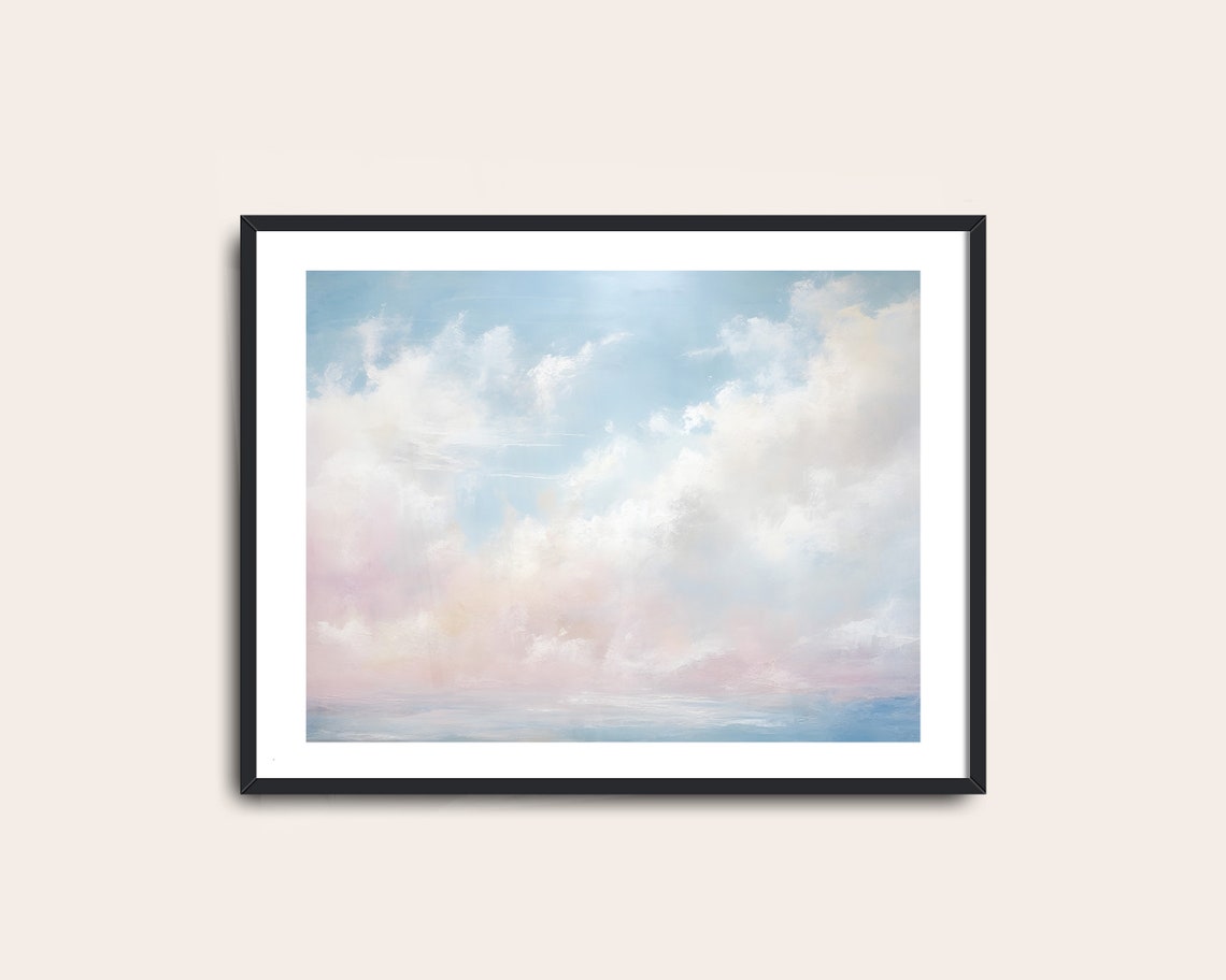 Pastel Blue Sky With Soft White Clouds Peaceful Cloudscape Poster - Image 2