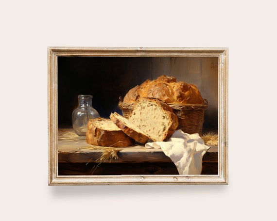 Vintage Kitchen Bread Print, Country Cooking Decor