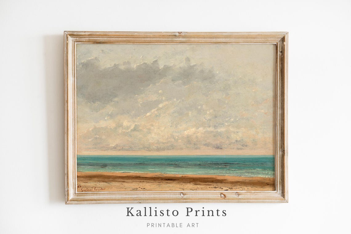 Gustave Courbet Calm Sea Horizon Under Cloudy Sky Minimalist Poster