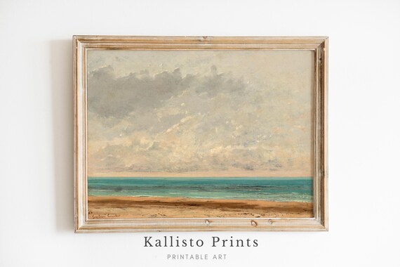 Gustave Courbet Calm Sea Horizon Under Cloudy Sky Minimalist Poster