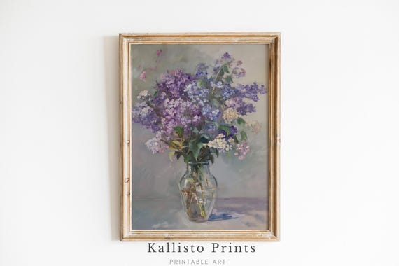 Purple And White Lilacs In Vase Artwork For Modern Rustic Interiors471