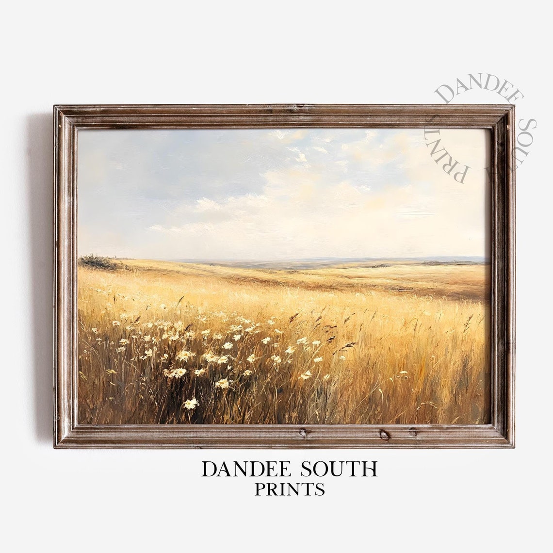 Golden Wheat Field Wildflower Vintage Country Landscape Poster