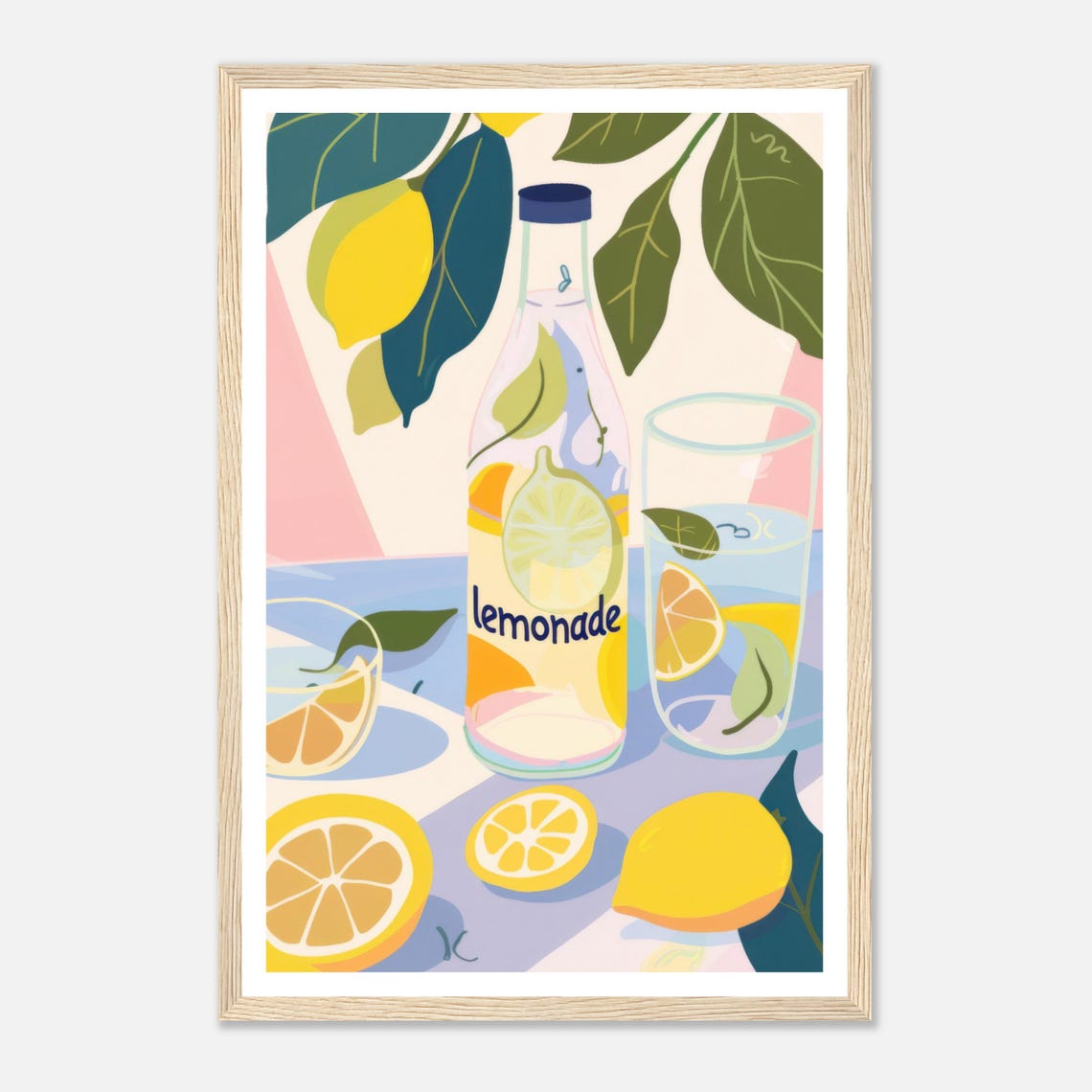 Colorful Lemonade Bottle Lemons and Glasses Kitchen Art Print - Image 2
