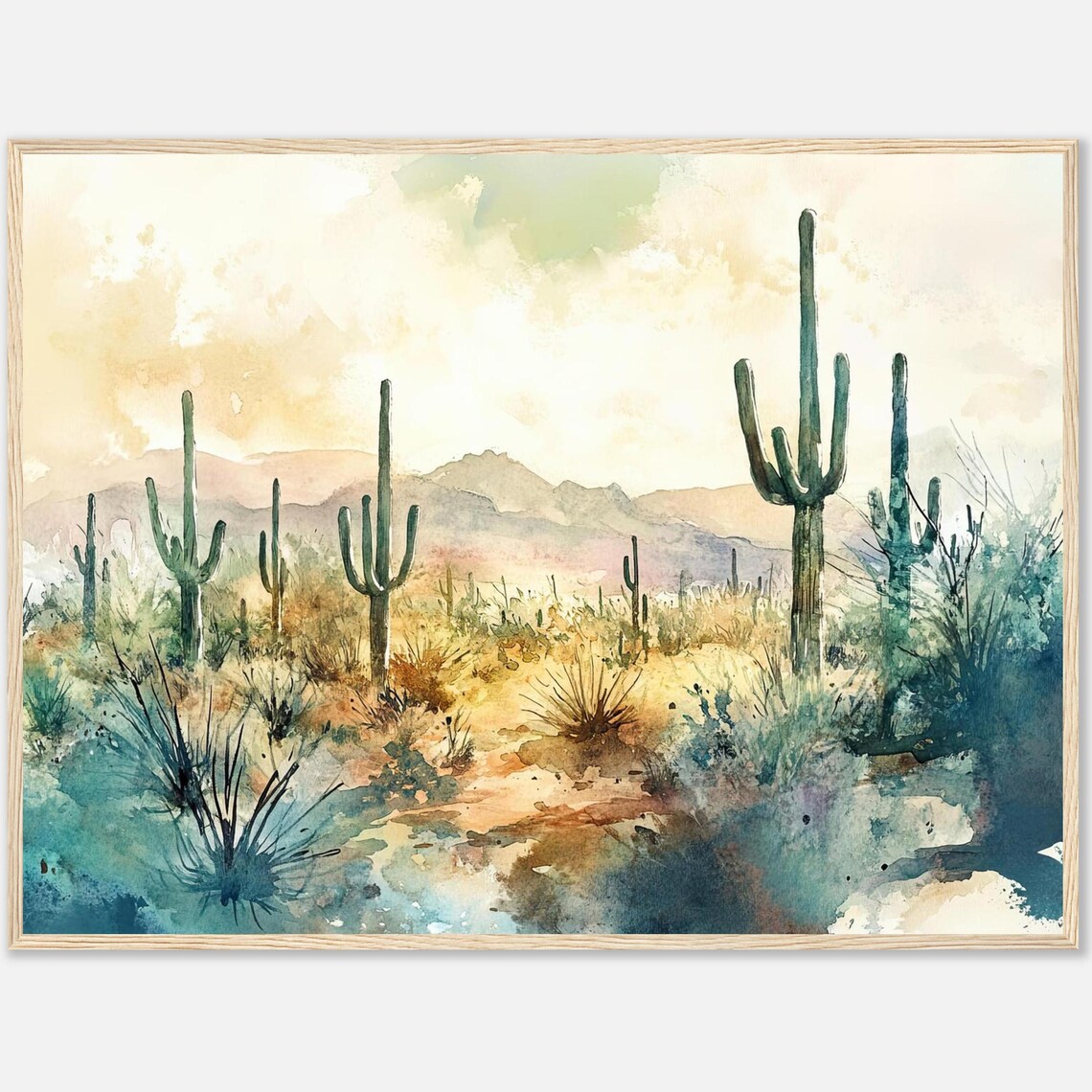 Saguaro National Park Watercolor Travel Poster, Southwest