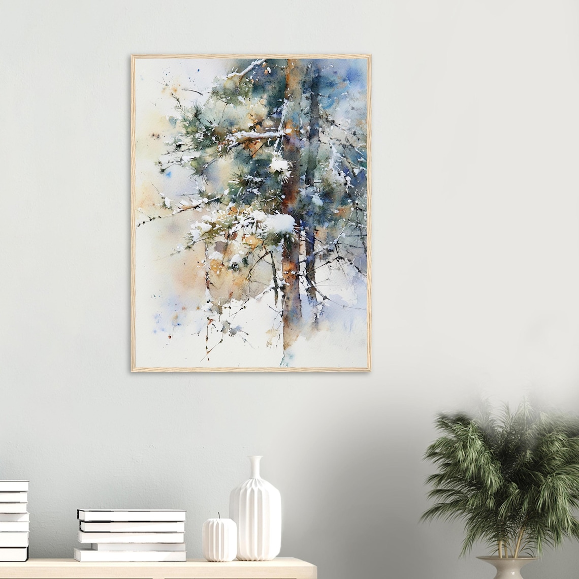 Pine Tree Watercolor Painting, Winter Pines Art Print - Image 2