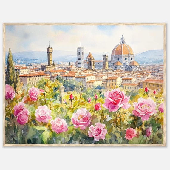 Florence Watercolor Art Print, Italy Duomo