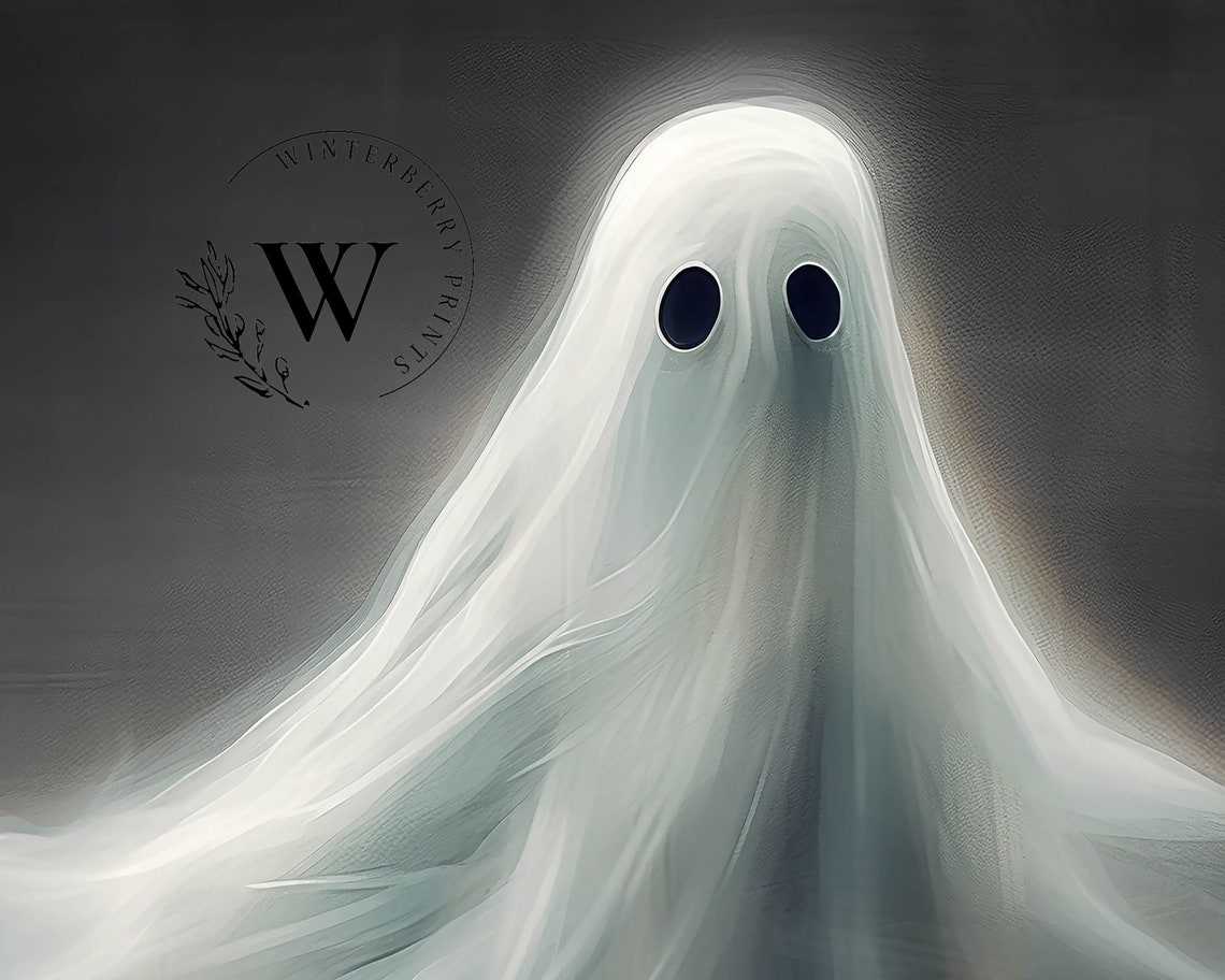 Ethereal White Ghost Glowing Dark Haunting Halloween Wall Poster - Image 3