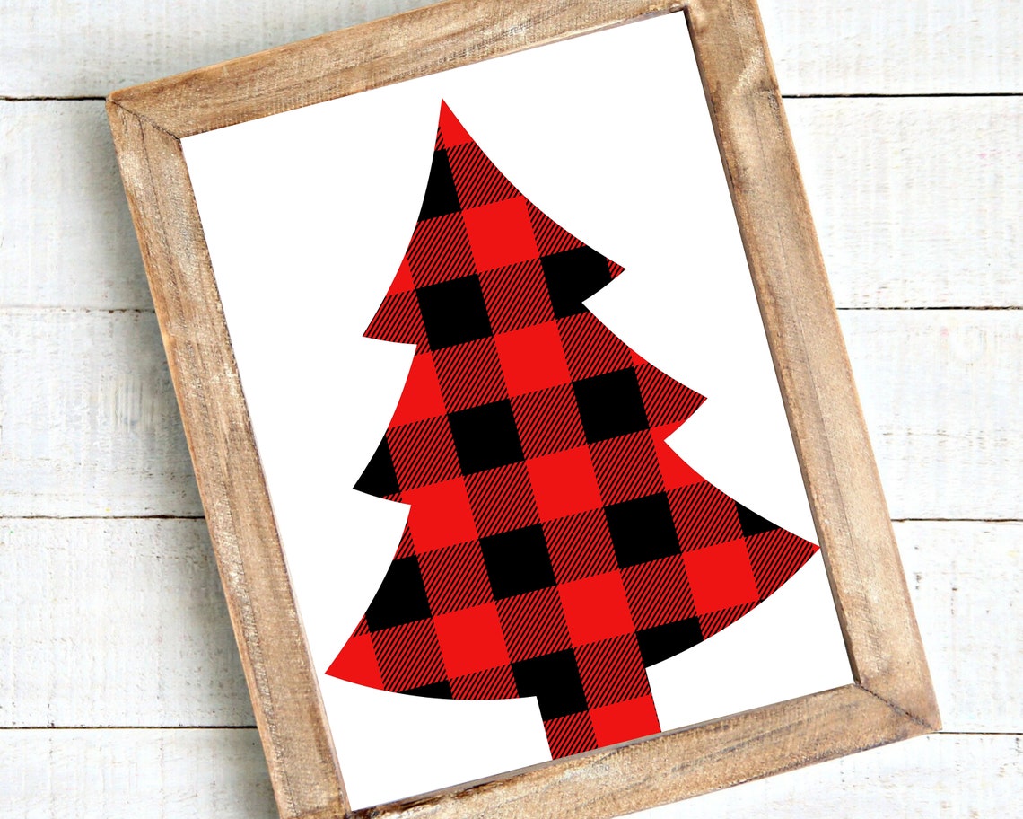 Red Black Buffalo Plaid Christmas Tree Graphic Rustic Farmhouse Poster - Image 5