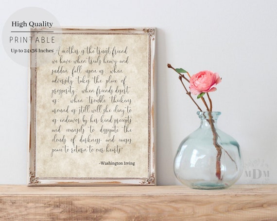 Mothers Day Gift A Mother Is The Truest Friend Washington Irving Gifts For Mom Mothers Day Wall Art Mom Birthday Gift