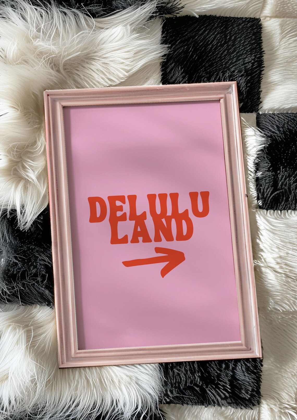 Delulu Land Arrow Funny Pink Trendy Quote Typography Art Print - Image 4