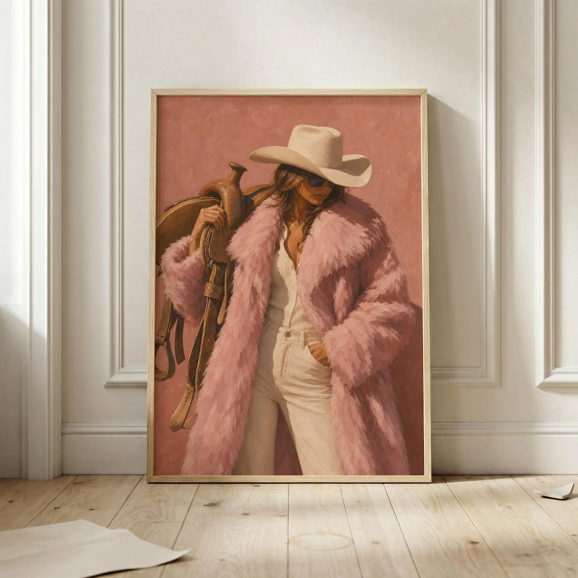 Pink Cowgirl, Western Saddle Fashion Poster