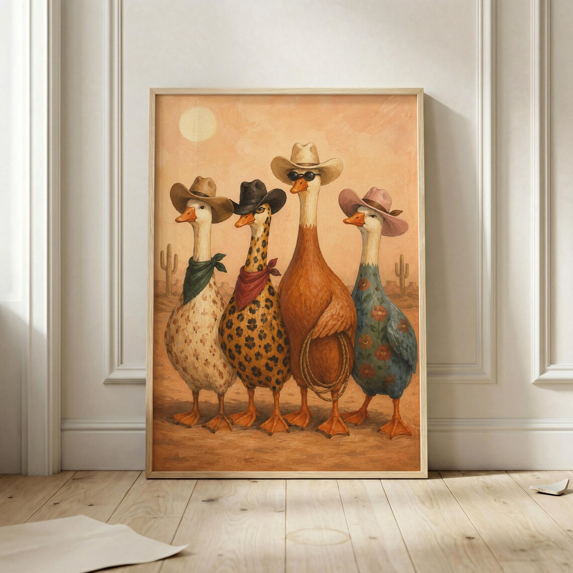 Cowgirl Duck Western Animal Poster, Country Art Print