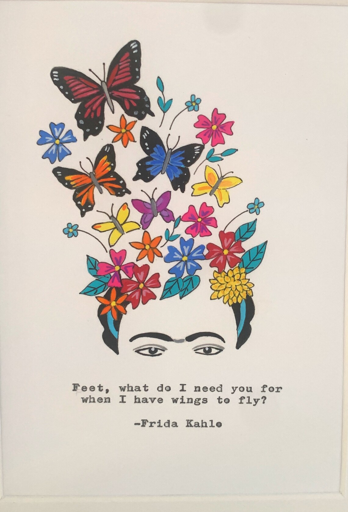 Frida Hand-Painted Giclee Print With Vintage Quote - Image 2