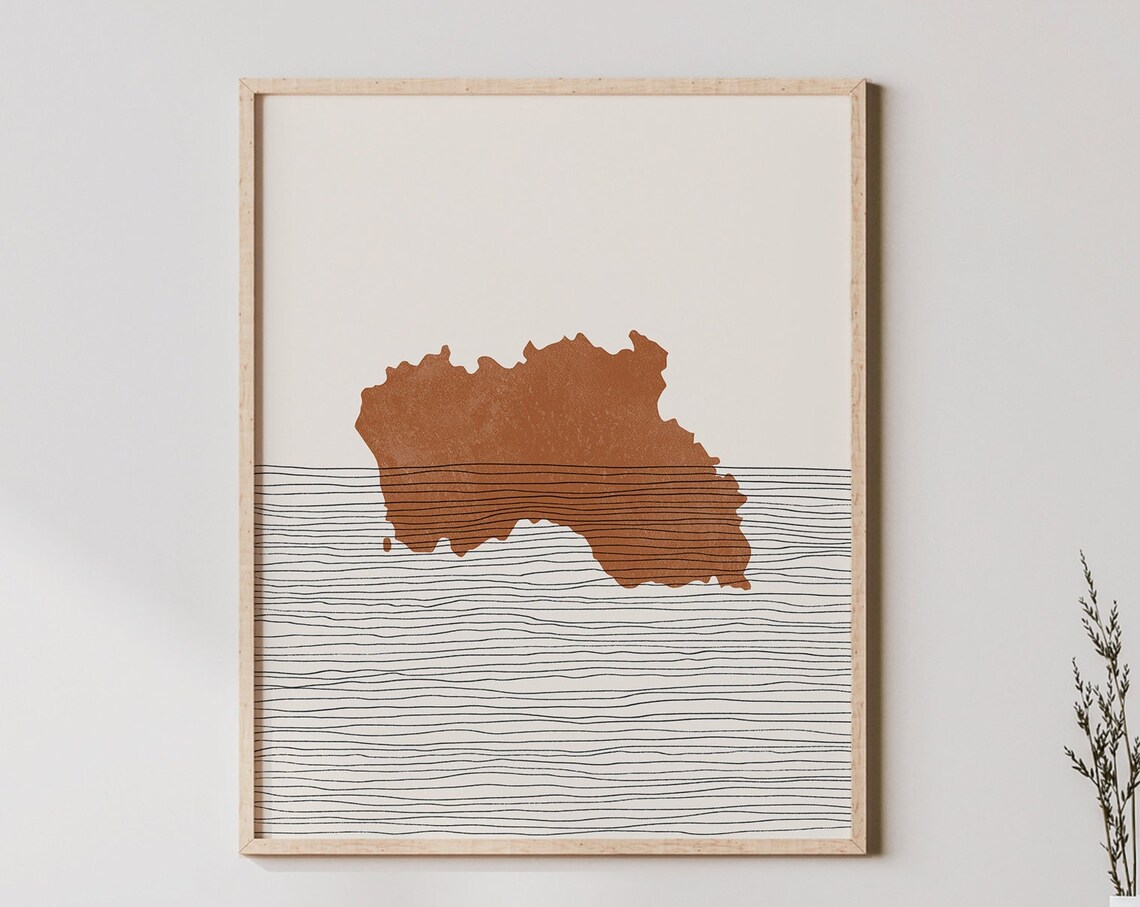 Santa Maria Island Map Silhouette Boho Azores Portugal Poster