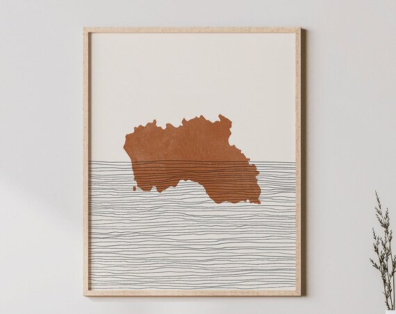 Santa Maria Island Map Silhouette Boho Azores Portugal Poster