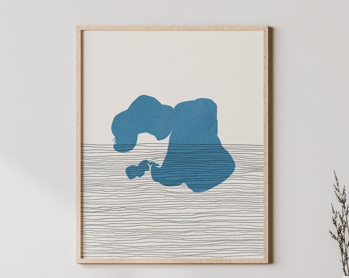 Detroit Lake Minnesota Abstract Blue Lake Silhouette Wall Poster