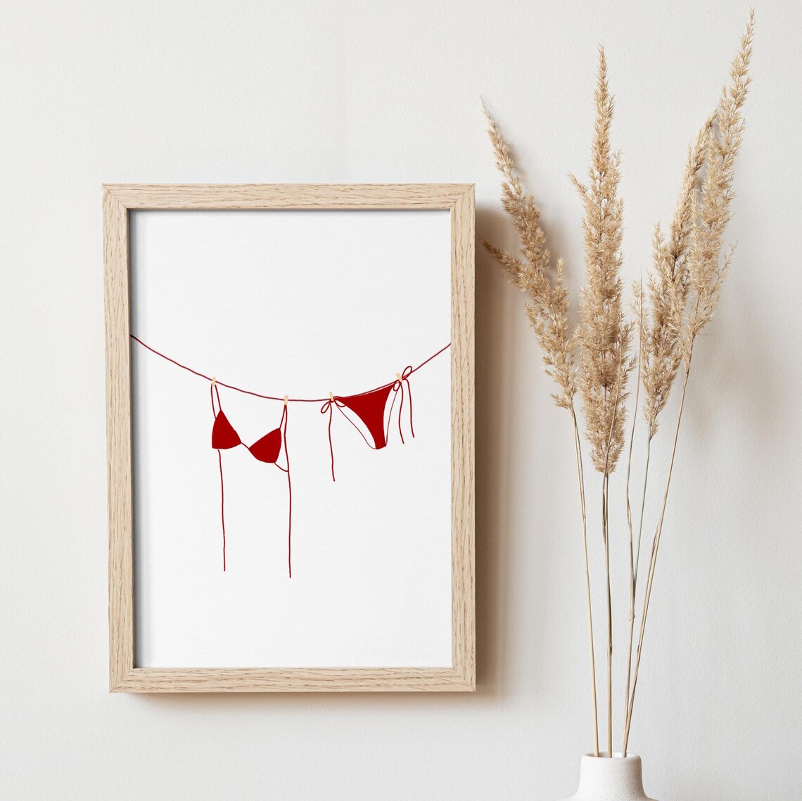 Red Bikini Print, Trendy Coastal Wall Art