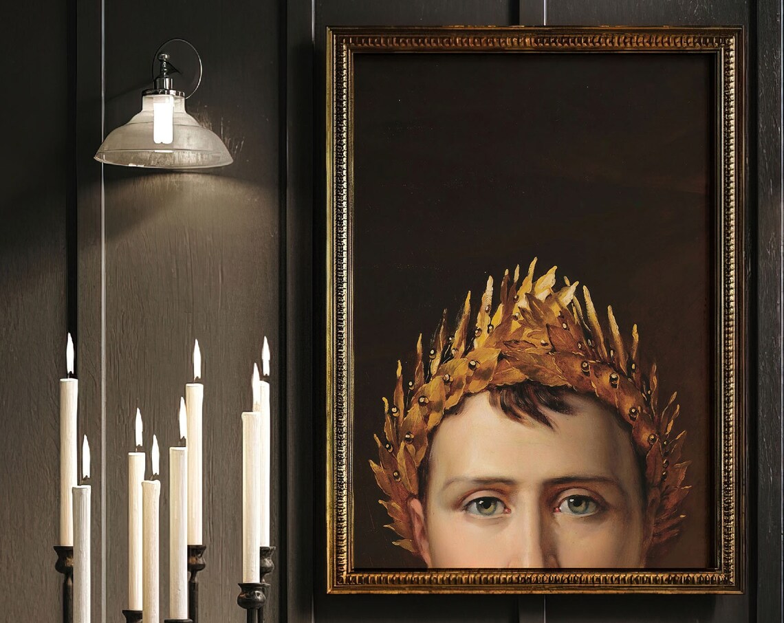 Altered Classical Portrait Golden Laurel Crown Oil Painting Print