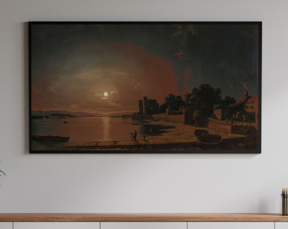 Samsung Frame Tv Art Vintage Moody Landscape Painting
