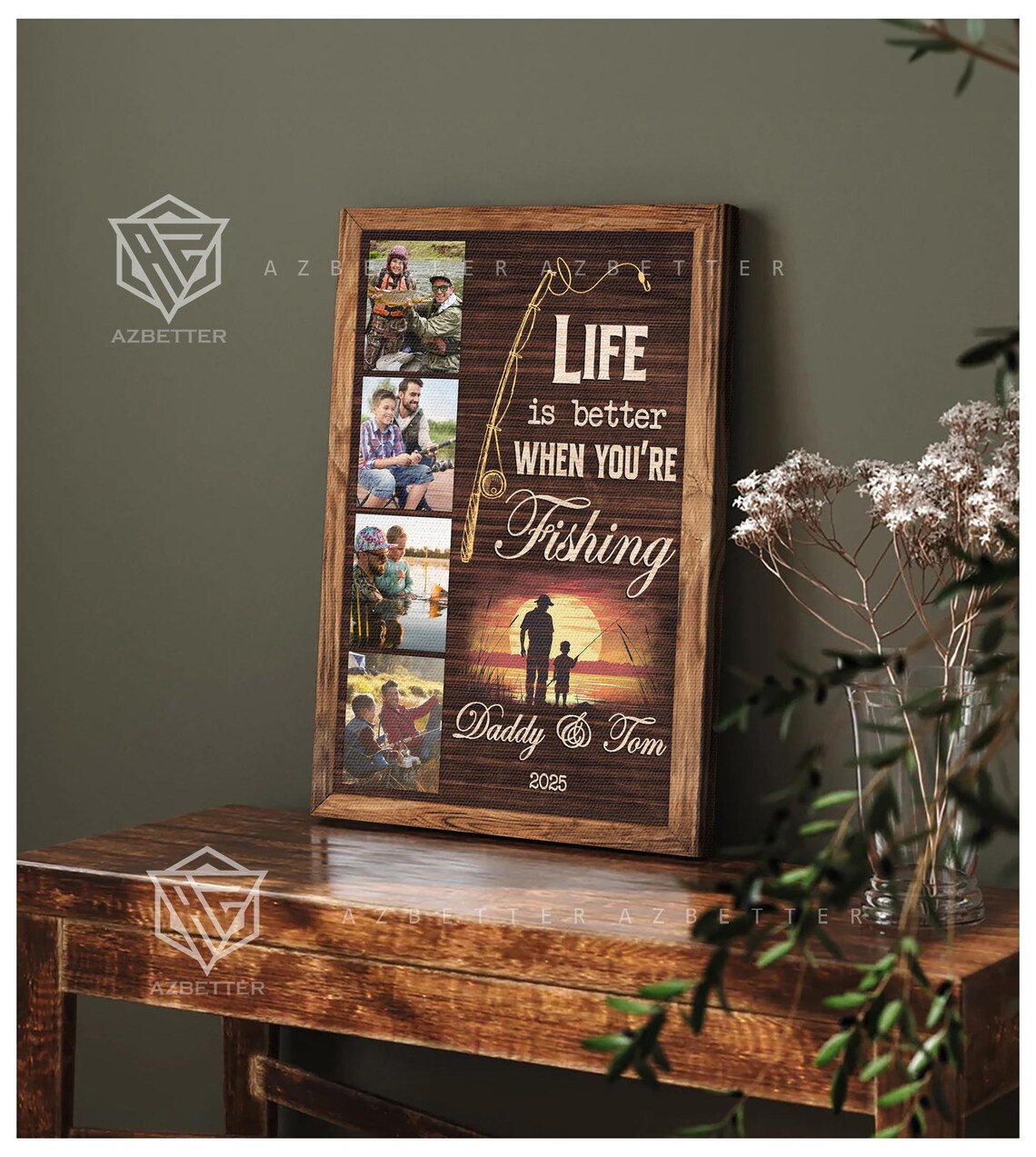Life Is Better When You're Fishing Photo Collage Dad Gift Wall Poster - Image 5