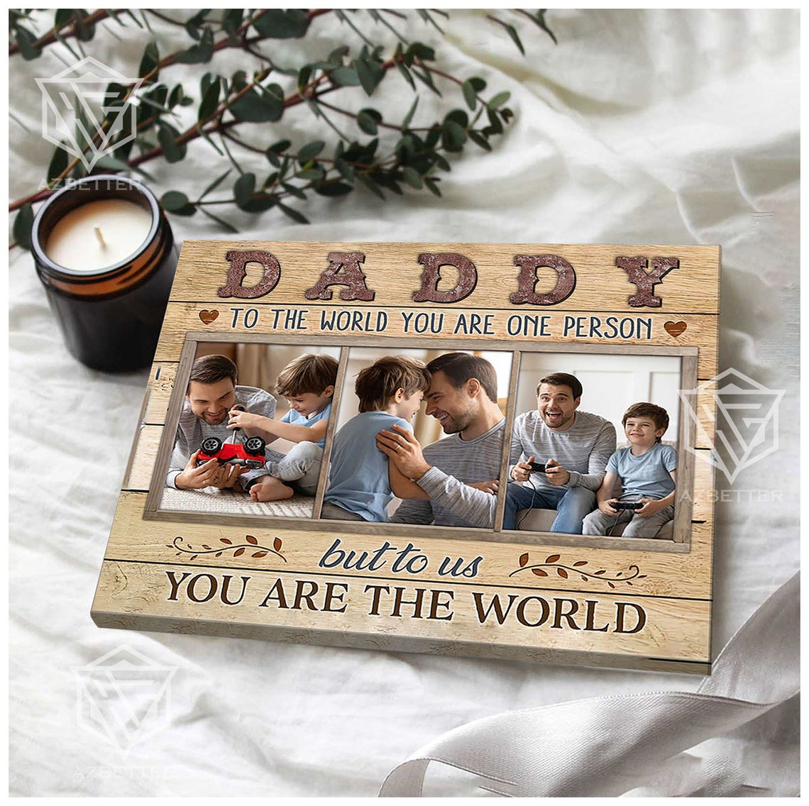 Personalized Daddy Prints To Us You Are The World Wall Art Fathers Day Gift Custom Photo Collage Daughter To Dad - Image 5