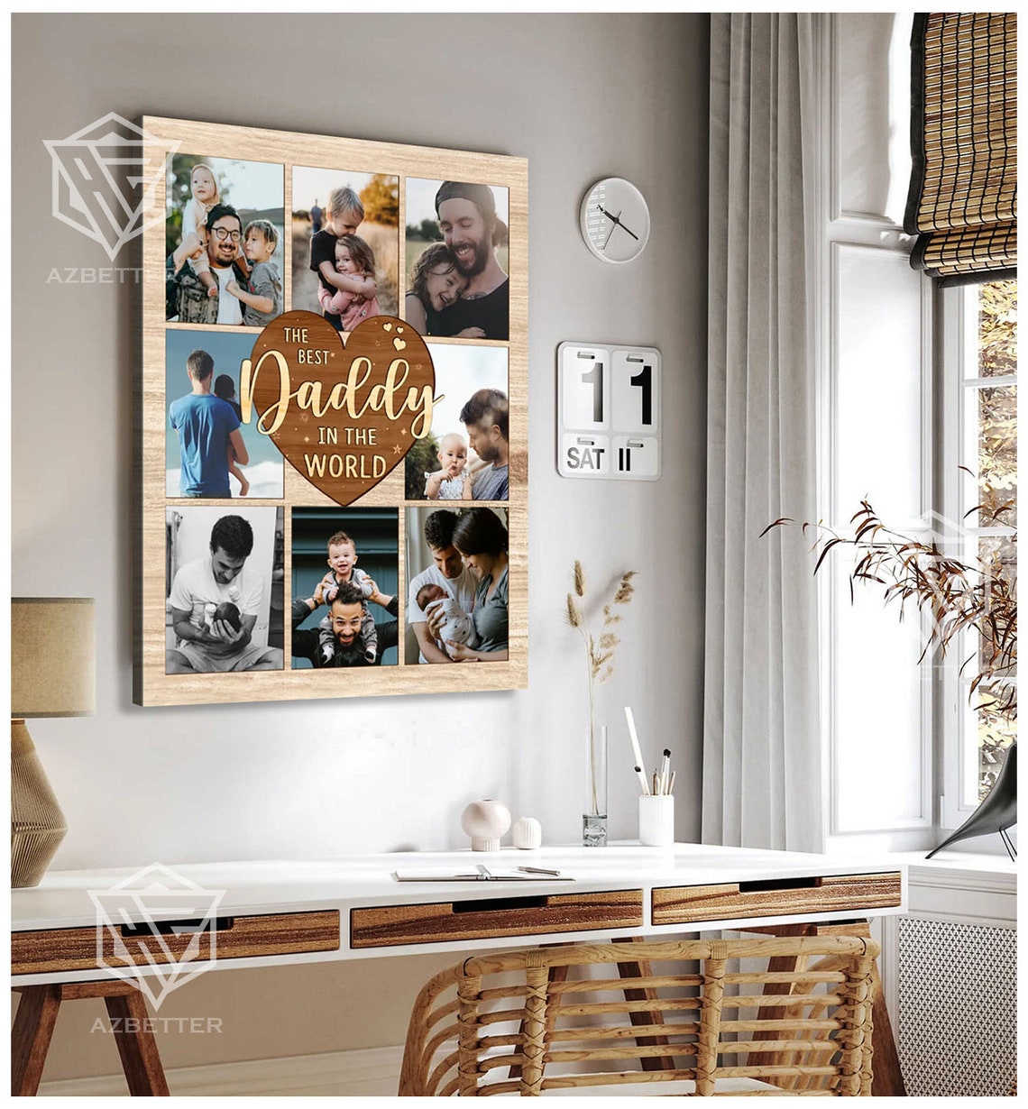 Personalized Best Daddy In The World Heart Photo Collage Gift Poster - Image 4