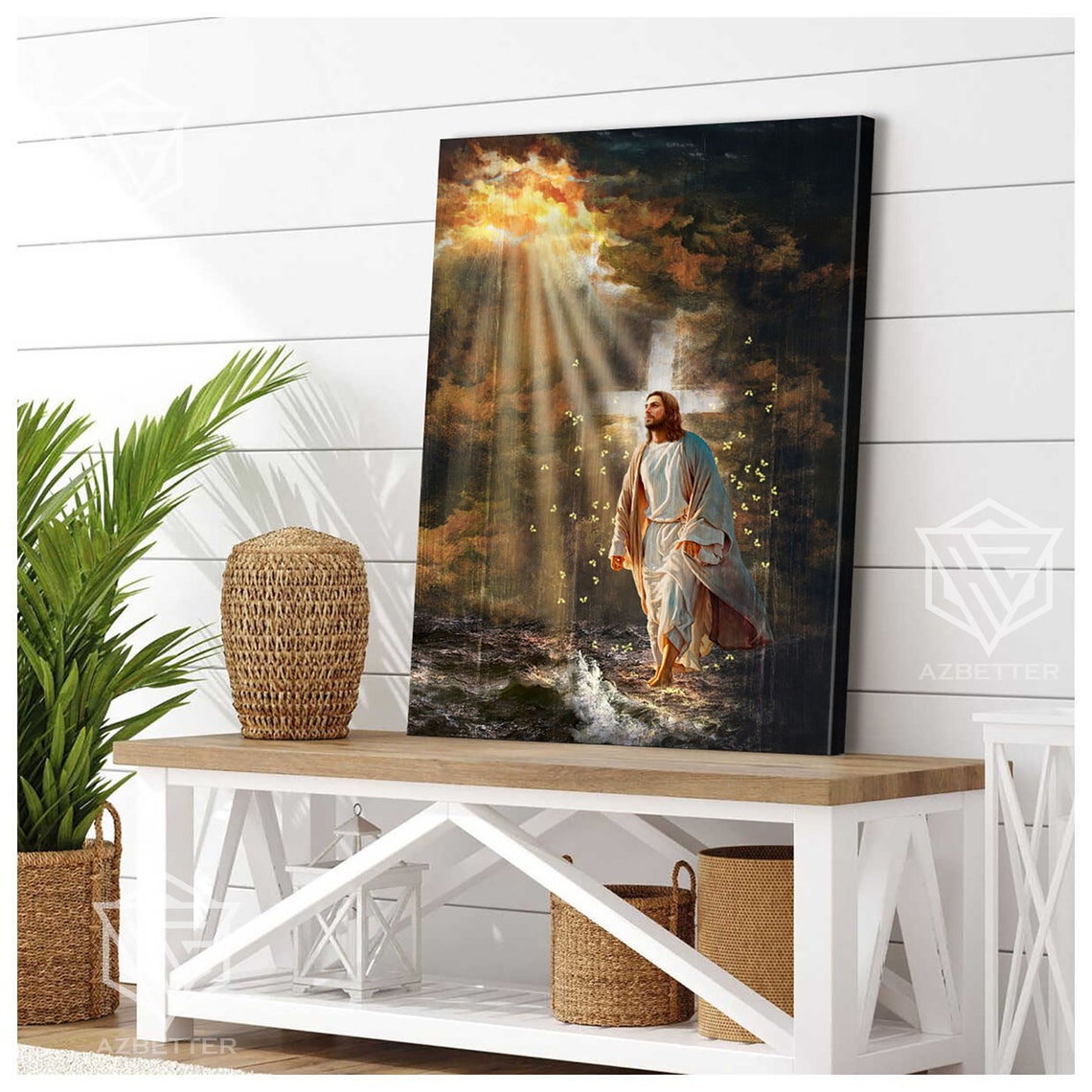 Jesus Walking On Water With Glowing Cross Christian Miracle Poster - Image 4