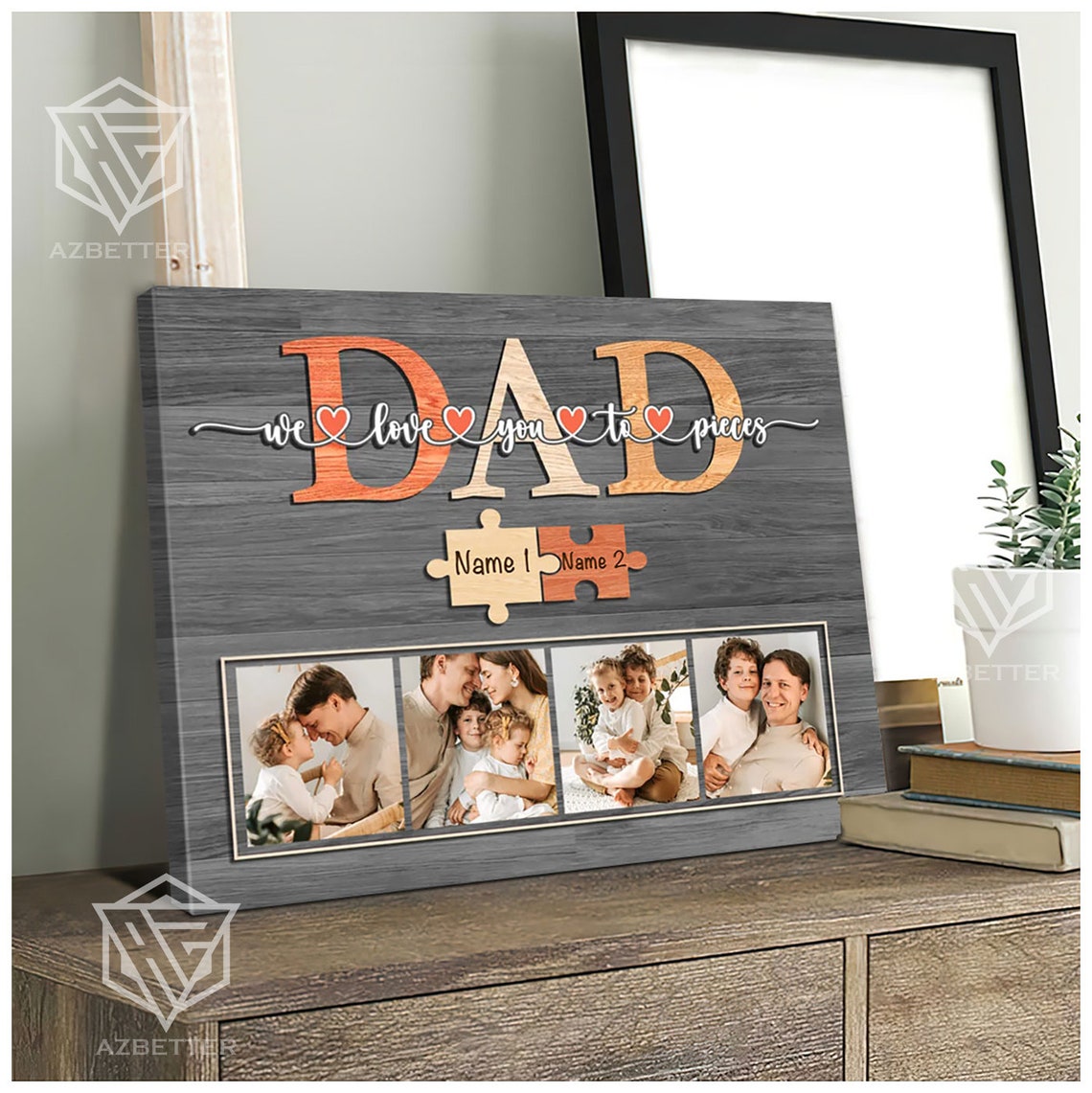 Personalized Dad We Love You To Pieces Family Photo Collage Poster