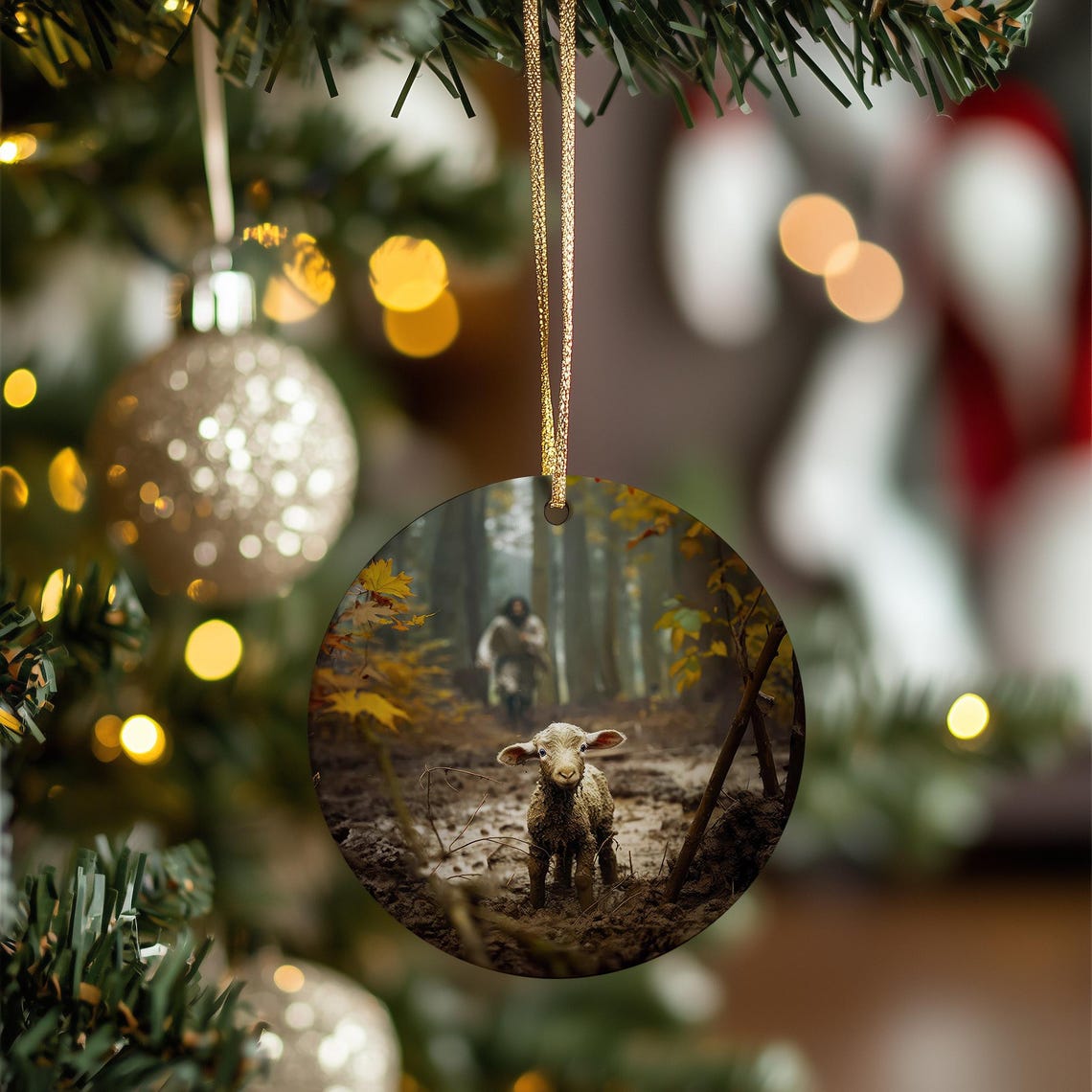 He Leaves The 99 To Rescue Me Lost Lamb Christmas Ornament Poster - Image 2