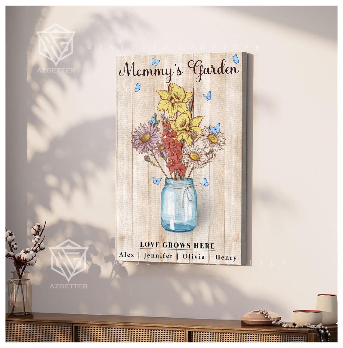 Mommy's Garden Love Grows Here Wildflower Jar Personalized Wall Poster - Image 5