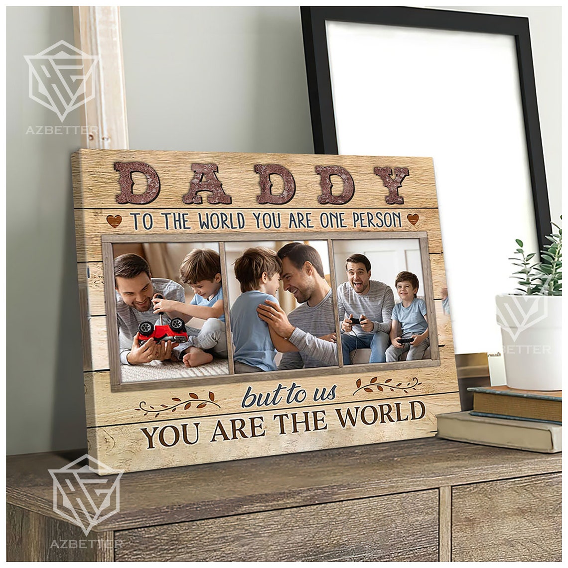 Personalized Daddy Prints To Us You Are The World Wall Art Fathers Day Gift Custom Photo Collage Daughter To Dad - Image 4
