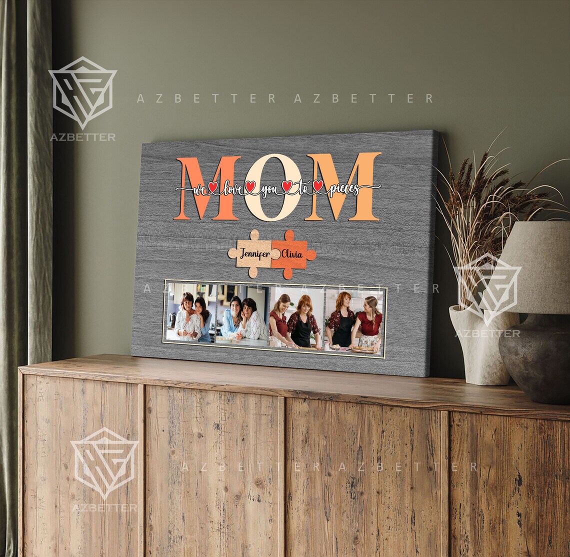 Mom We Love You to Pieces Family Photo Collage Puzzle Poster - Image 4