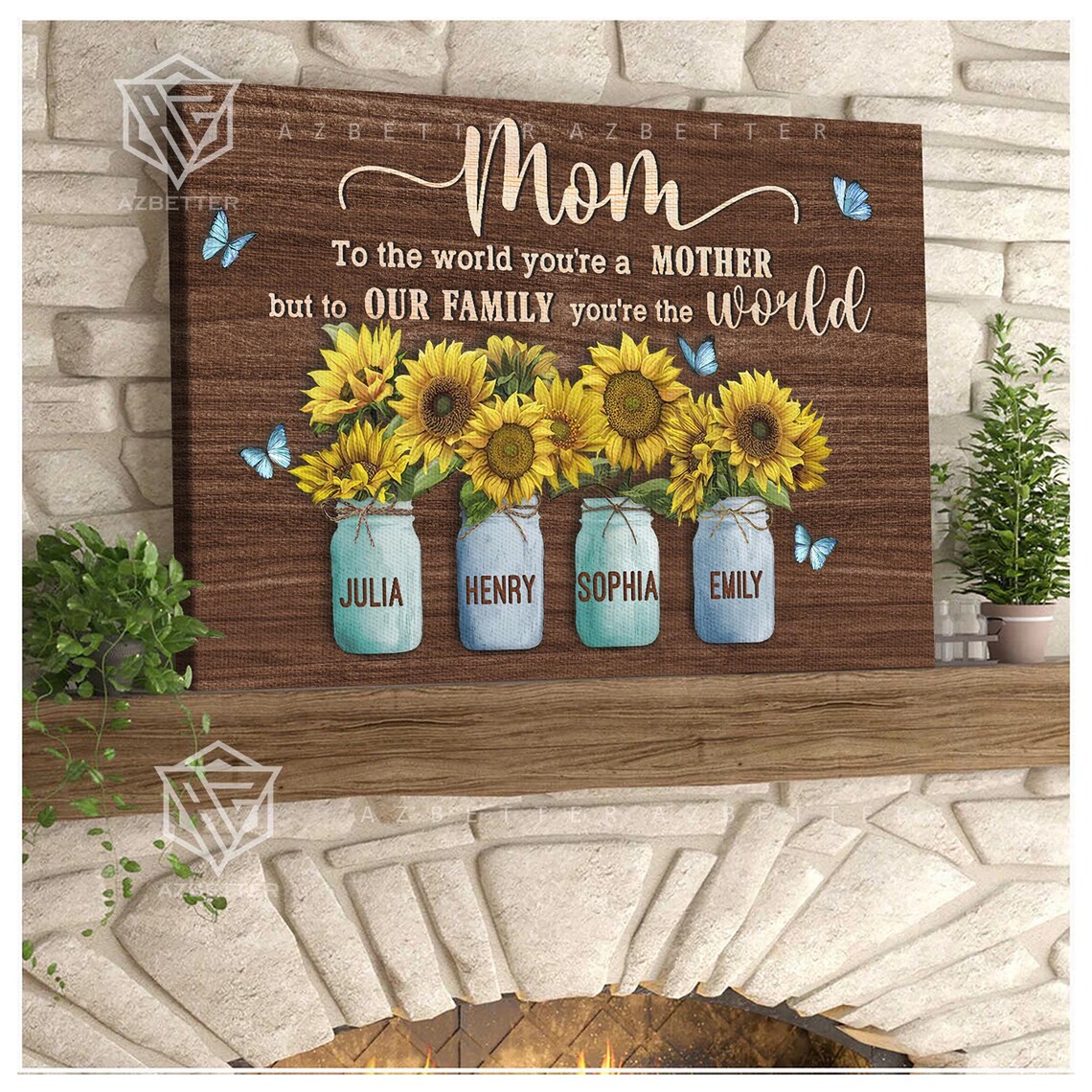 To The World You're A Mother Sunflower Jar Personalized Mom Poster - Image 5