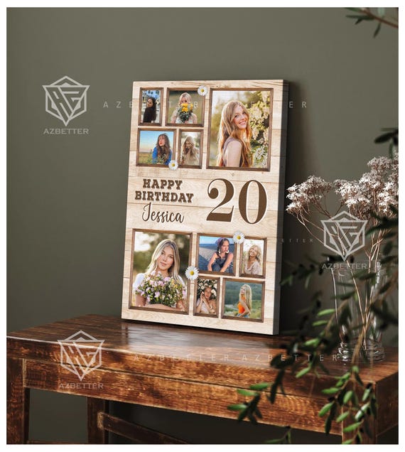 Happy Birthday Photo Collage Personalized Custom Name And Age Gift Unique Birthday Keepsake Wall Art