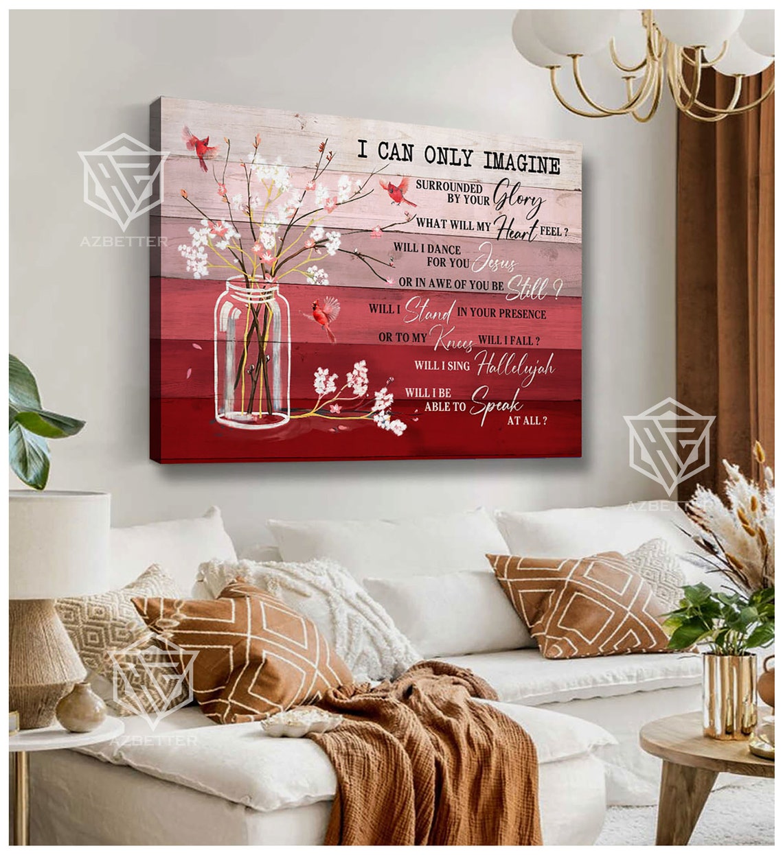 I Can Only Imagine Red Cardinal Christian Hymn Song Lyric Poster - Image 5