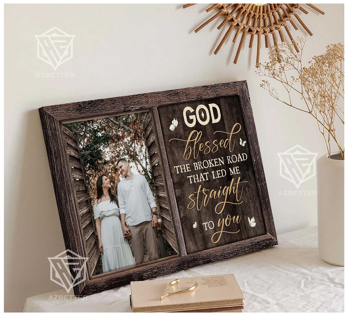 Personalized God Blessed The Broken Road Rustic Window Couple Poster - Image 2