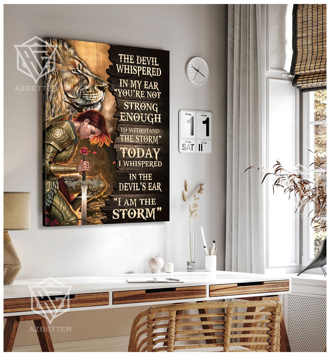 I Am The Storm Female Warrior With Lion Christian Strength Poster - Image 4