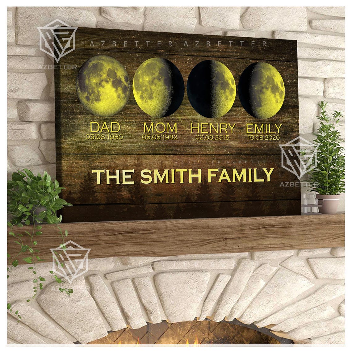 Personalized Moon Phase Family Custom Lunar Wall Art Unique Family Name And Date Print Celestial Decor Anniversary Gift - Image 2